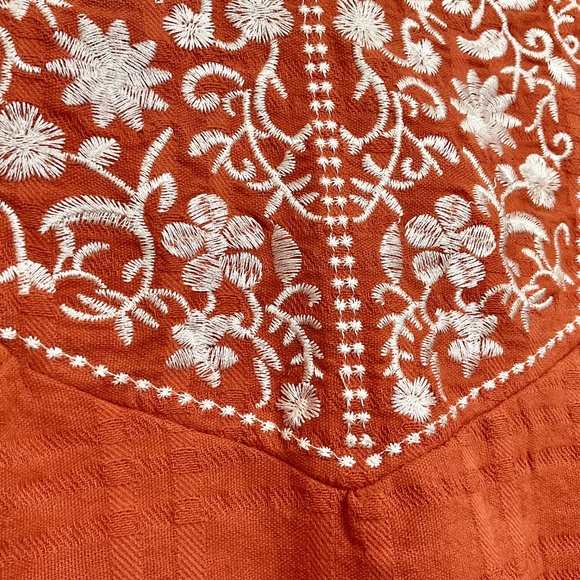 Noracora Women's Embroidered 3/4 Sleeve Tunic Blouse Orange XXL - Picture 4 of 11